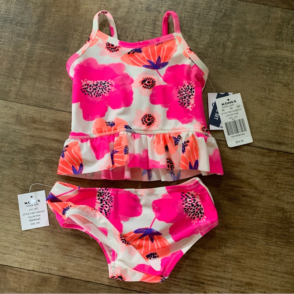 New Oshkosh floral tankini spf 50+ swimsuit set